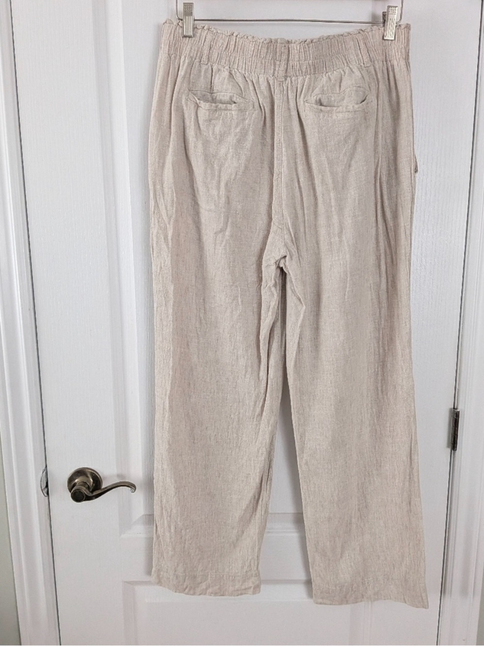 Briggs Linen Blend High Waisted Wide Leg Pants Oatmeal cream Large - Picture 5 of 9